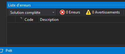 imague d'un logiciel de programmation affichant 0 erreur